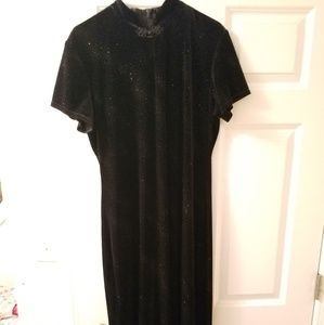 kimono style black velvet dress with sparkles